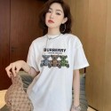 バーバリー風 親子 T シャツ 半袖 カジュアル ママパパ キッズ可愛いBURBERRY子供tシャツ大人服男女兼用バーバリートイベア 親子お揃い T シャツ アイボリー ブラック 春夏