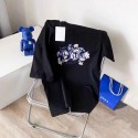ハイブランドディオール風 フラワープリント T シャツ 親子お揃い可花柄 Dior ロゴ T シャツ ホワイト ユニセックス可愛い親子 ペアルック