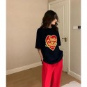 ルイヴィトン半袖 T シャツ 親子 ペアルックLV風ハートロゴオーバーサイズ T シャツ ハイブランド男女兼用可愛い ルイヴィトンキッズ tシャツ 可春夏用 2 色展開