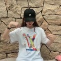 ルイヴィトンT シャツ 親子LV 風カラフルアートプリント半袖 T シャツ ユニセックスルイヴィトン親子お揃い可春夏用 T シャツ おしゃれ / プレゼント / ギフトLV 風人気