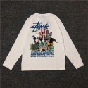 ステューシー 個性的なファンタジープリントロングスリーブ T シャツ ホワイト / ブラック 子供用ステューシー子供服ロングスリーブ T シャツ個性的プリントトレンドファッションStussy 