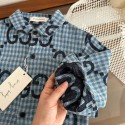 グッチGUCCI レトロチェック＆ダブル G 風 子供用シャツダブル G 柄の子供用レジャーシャツ激安ハイブランド韓国風グッチ半男の子 女の子 男児 女児Tシャツユニセックス大人気