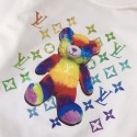 ルイヴィトン可愛いベアモチーフの子供用スウェット＆パンツセット 個性的なベアデザイン 子供用LV キッズ 子供服トレーニングセット人気子供 t シャツ男の子女の子 キッズ セットアップ ルイヴィトン
