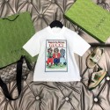 グッチ子供衣装可愛いキャット柄プリント 子供用 T シャツセットGUCCI キッズファッション T シャツ 白黒 2 色の童話世界グッチ白黒 T シャツハイファッションな子供衣装子供向けグッチ T シャツ 定番ロゴと可愛い動物モチーフ