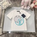 ルイヴィトンキッズ 子供服男女兼用LV子供 t シャツLVキッズ専用 地球モチーフとロゴ融合 T シャツセット夏服LV 定番子供用白黒赤 T シャツルイヴィトン半袖キッズ セットアップ 男の子