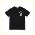 CDG 定番愛心デザイン 親子用カジュアル T シャツ川久保玲ブランドCDG PLAY 親子半袖Tシャツ ハートロゴ白黒配色の愛心アクセントキッズ tシャツ川久保玲ブランド子供服 