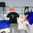 プラダキッズ衣装おしゃれな Prada 男女児用 T シャツ 新しいデザインと快適なコットン素材Prada 子供服 新シーズンプラダキッズ tシャツ高品質コットンブランドアイテム白と黒