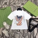 グッチ子供服 GUCCI 女の子向け夏のファッションセット 可愛い T シャツとモノグラムミニスカートグッチ女の子夏服セットキャット柄 グッチT シャツGUCCI 女の子用夏服