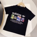 アディダスAdidas子供服T シャツブランド感通気性可愛らしさとエレガンスキッズファッション 白黒 T シャツ 個性的なロゴプリントアディダス男女兼用キッズ キッズ tシャツ 