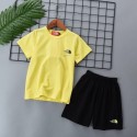 ザノースフェイス キッズ tシャツ夏の潮流The North Face 子供服男女兼用 ファッションセット 男女兼用 T シャツとショートパンツ ザノースフェイス定番ロゴ入り衣装男女児用夏服多色 T シャツThe North Face キッズ夏