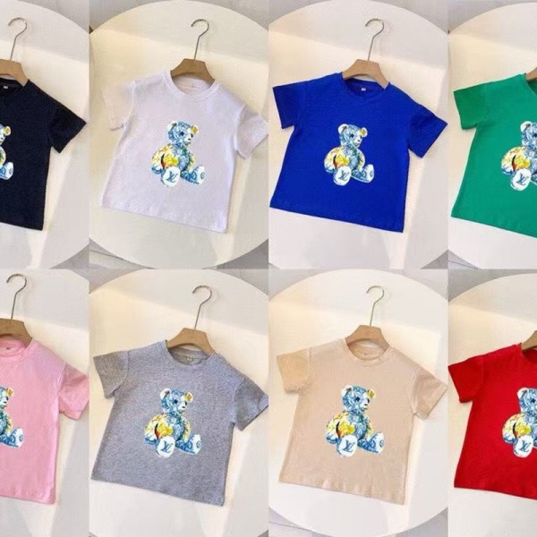 LV 子供服ボーイズ ガールズ ユニセックスジュニア こども服トップス キッズベビー服ルイヴィトン男の子 女の子 男児 女児Tシャツユニセックスブランドコピー服子供服 ベビー服ルイヴィトン多彩なクマ柄 T シャツ