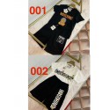 MOSCHINO 子供服T シャツとショートパンツセットハイファッション快適な素材MOSCHINO モスキーノキッズ夏服セットモスキーノキッズ衣装 ブラック T シャツとショート キャラクター柄
