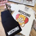 モスキーノ子供服 上下セット tシャツ ショーツ 2点キッズ服MOSCHINO キッズ用 夏のファッションセット クマデザイン T シャツ & ショートキッズ夏服セットクマとハート柄モスキーノ T シャツとショートパンツ
