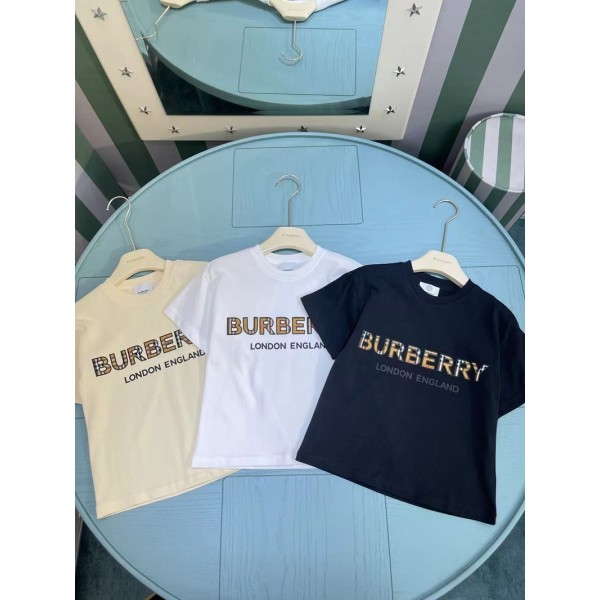 バーバリー子供服 キッズ tシャツBURBERRY キッズ用 夏のファッション T シャツ ブランド名プリント ハイクオリティバーバリー男女児用夏服半袖シンプルなデザイン通気性の良い素材耐久性のある衣装