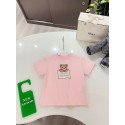 フェンデイ可愛いクマ柄 ピンク T シャツとセット キッズ夏服 2 ピースFENDI 子供服、ピンククマ柄 T シャツとショートパンツフェンデイトレンディなデザイン耐久性ハイブランド韓国風