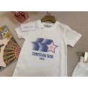 ディオールDIOR キッズ用 夏のファッションセット スタープリント T シャツとホワイトショートディオール半袖激安ディオール2 ピースセット