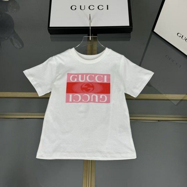 グッチボーイズ ガールズ ユニセックスジュニア こども服トップス キッズベビー服プリント半袖GUCCITシャツ 子供服グッチ キッズ ベビー トップスブランドコピー服子供服 ベビー服