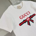 グッチ キッズ セットアップ 女の子可愛い子供服激安【GUCCI】キッズ 夏の シンプルでエレガントな T シャツ ブランドロゴとリボン柄グッチ