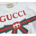 グッチ キッズ セットアップ 女の子可愛い子供服激安【GUCCI】キッズ 夏の シンプルでエレガントな T シャツ ブランドロゴとリボン柄グッチ