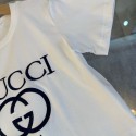 グッチキッズ T シャツ 1921 ロゴ刺繍 クラシックホワイトモデルGUCCI夏服子供半袖男女兼用グッチ半袖 ホワイトカラー 夏の定番アイテム