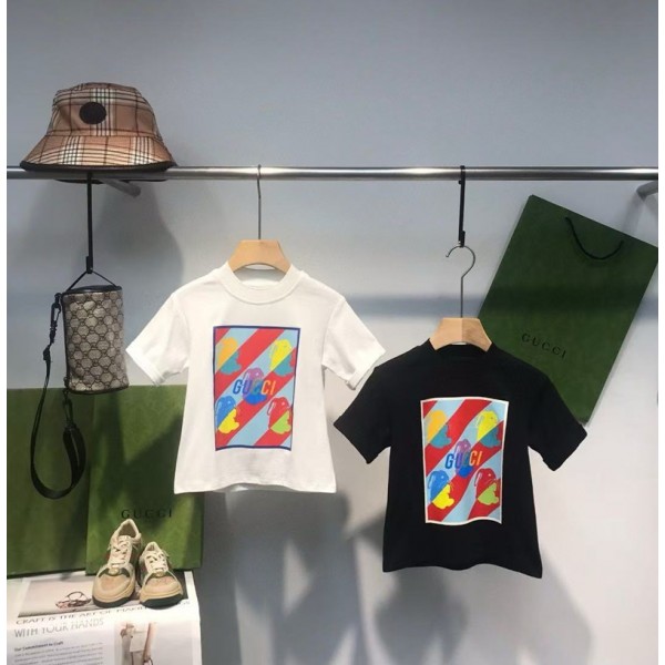 グッチハイブランド韓国風半袖 Tシャツキッズボーイズ ガールズ ユニセックスジュニア こども服プリントグッチ半袖Tシャツ 子供服  GUCCI キッズ ベビー トップスブランドコピー服子供服 ベビー服