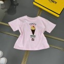 フェンデイキッズ tシャツ子供服 キッズ 夏の 可愛いアイスクリーム柄 T シャツ ピンクカラーFENDI 男女児向け 夏フェンデイT シャツ アイスクリーム柄韓国風女の子