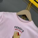 フェンデイキッズ tシャツ子供服 キッズ 夏の 可愛いアイスクリーム柄 T シャツ ピンクカラーFENDI 男女児向け 夏フェンデイT シャツ アイスクリーム柄韓国風女の子