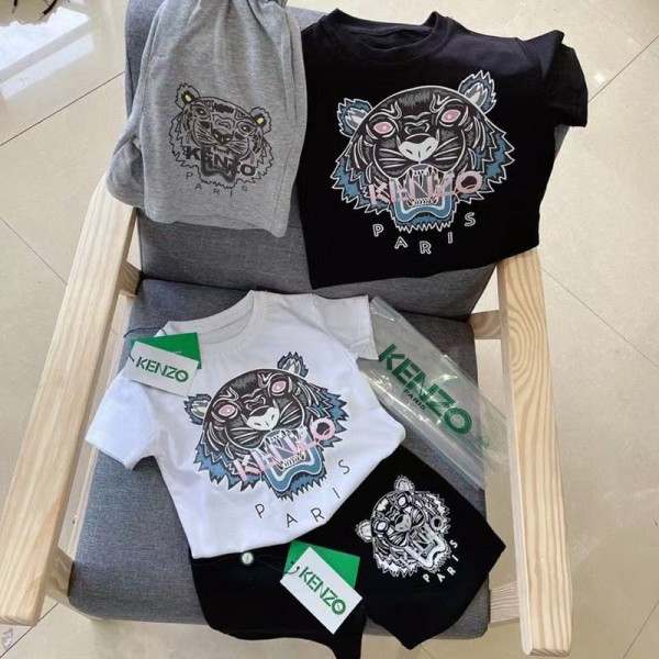 ケンゾーキッズ 2 点セット タイガーモチーフ ブランドアイデンティティ アウトドア風KENZO 子供服 タイガープリントセット カラフルデザイン 子供の個性