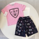 Dior子供服 2 点セット アイコンロゴ 满印柄 夏向けファッションディオールT シャツ夏ファッションキッズファッションディオール子供服 男児 女児半袖Tシャツ 子供服 キッズ ベビー トップスブランドコピー服子供服 ベビー服