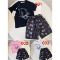 ディオール キッズ クリエイティブロゴセット モノグラムパンツ 潮流感満載ディオールキッズ 2 点セットクリエイティブロゴDior男の子 女の子半袖Tシャツ 子供服 