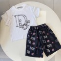 ディオール キッズ クリエイティブロゴセット モノグラムパンツ 潮流感満載ディオールキッズ 2 点セットクリエイティブロゴDior男の子 女の子半袖Tシャツ 子供服 