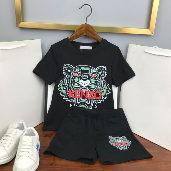 大人気虎柄KENZO キッズ タイガーヘッド ブラックコーデ 注目ケンゾー子供服虎柄ハイクオリティKENZO キッズ 2 点 ファッション ケンゾー