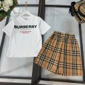 バーバリー キッズ 2 点 クラシックチェック 白 T× ショート トレンド定番BURBERRY子供服セットアップトップス+ボトム夏90-160㎝バーバリー 高品質男の子 女の子
