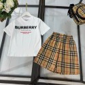 バーバリー キッズ 2 点 クラシックチェック 白 T× ショート トレンド定番BURBERRY子供服セットアップトップス+ボトム夏90-160㎝バーバリー 高品質男の子 女の子