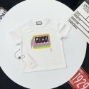 グッチキッズ T シャツ GUCCI 子供服 カラフルロゴ T 白 / 黒 ファッション人気グッチキッズファッションカラーブロック風男児 女児Tシャツユニセックスブランドコピー服子供服 ベビー服