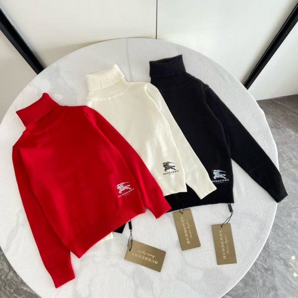 バーバリー Burberry子供服キッズ 秋冬用タートルネックニット ロゴ刺繍 スタイリッシュデザインBurberry子供用秋冬バーバリー子供服 コピー 激安