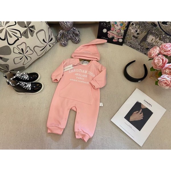 ディオールDior子供服キッズピンクワンピースロゴプリント可愛らディオール 高品質ハイブランド子供服 コピー女の子 秋冬子供キッズ服Dior子供服 キッズ ベビー トップス