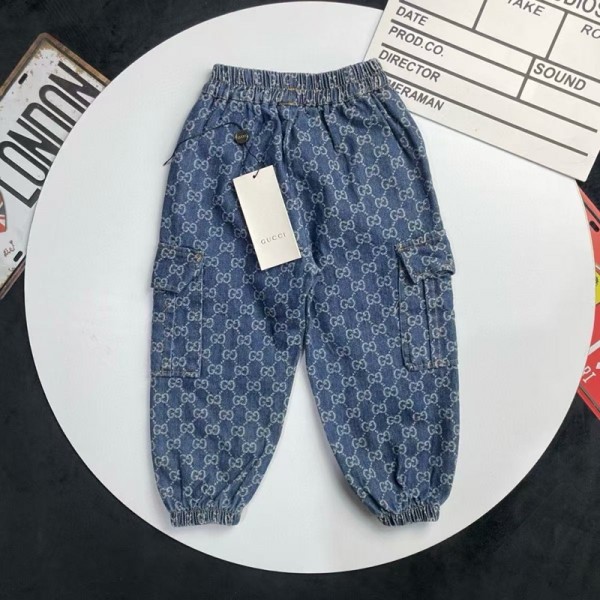 グッチ子供服 キッズ デニム モノグラム パンツgucci 子供キッズ服韓国風グッチ流行り簡約 グッチ子供服日常着男の子 女の子 偽物ブランド子供洋服韓国風
