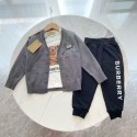 Burberry子供服バーバリー風 キッズ 3 点セット カーディガンT シャツパンツ 可愛らしいデザイン子供服 男の子バーバリー子供服ウェア激安 男の子ハイブランド韓国風