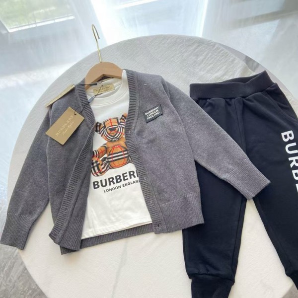 Burberry子供服バーバリー風 キッズ 3 点セット カーディガンT シャツパンツ 可愛らしいデザイン子供服 男の子バーバリー子供服ウェア激安 男の子ハイブランド韓国風