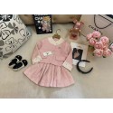 CHANEL子供服シャネル風 キッズ ピンク セットアップ 女の子用 可愛いシャネルセットアップ女の子キッズ シャネル風 ハイブランド子供服 コピーchanelキッズ服高品質