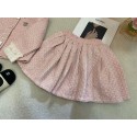 CHANEL子供服シャネル風 キッズ ピンク セットアップ 女の子用 可愛いシャネルセットアップ女の子キッズ シャネル風 ハイブランド子供服 コピーchanelキッズ服高品質