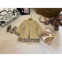 バーバリーキッズ トレンチコート ベージュ チェックアクセント 可愛らしBurberry子供服 バーバリー 洋服韓国風女の子Burberry 風