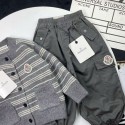 モンクレールMONCLER子供服セットアップモンクレール チルドレン ストライプカーディガン セット高品質モンクレールキッズ韓国風男の子ベストブランド子供服ウェアMONCLER激安秋冬