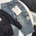 モンクレールMONCLERキッズ子供服秋冬 子供キッズ服 男の子女の子モンクレールキッズブラックカーディガンデニムパンツ高品質MONCLER子供服韓国風90cm-150cm