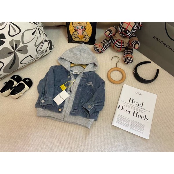 バレンシアガBalenciaga 子供服ブランド韓国風バレンシアガキッズ デニムブルゾン 日常着に最適キッズバレンシアガ風子供用男の子女の子Balenciaga