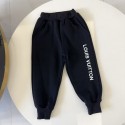 LV子供服セットアップルイヴィトン風 キッズ トラックスーツ ブラック ロゴアクセントルイヴィトンLouis Vuittonキッズ ハイブランド男の子韓国風激安