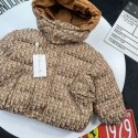 新作DIORディオール風 キッズ ブラウン ダウンコートディオール 子供服秋冬ハイブランド可愛い ディオールダウン子供服 高品質