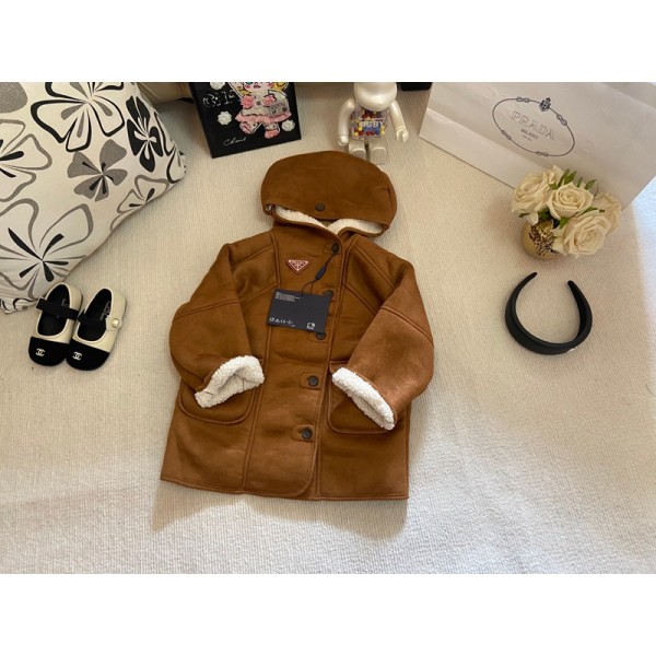 PRADA子供服プラダ キッズ フード付き コート兄妹服プラダ秋冬子供キッズ服ウェア激安プラダ子供服ハイブランド韓国風男の子女の子