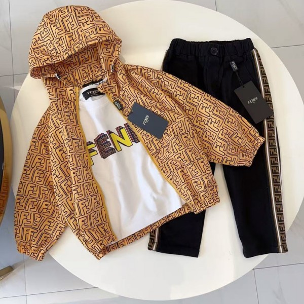 フェンディ fendi子供服ブランド韓国風休日着フェンディ風 キッズ 3 点セットハイブランドfendi子供セットアップ男の子 女の子